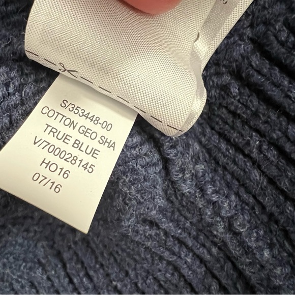 GAP 2016 Mens Geo Shape Cotton Blend Navy Shawl Collar Heavy Knit Cardigan - Picture 11 of 11